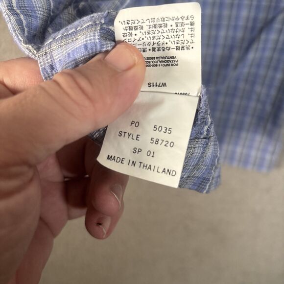 Vintage Patagonia Puckerware Dress Women’s Size 10 Blue Plaid Y2K 90 Cottage - Picture 13 of 13